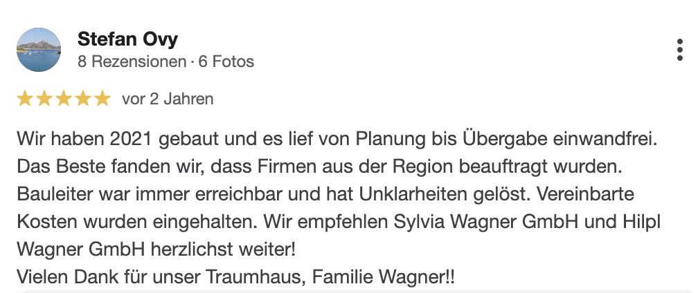 Google Bewertungen-Hilpl-Wagner Bau-Sylvia Wagner GmbH