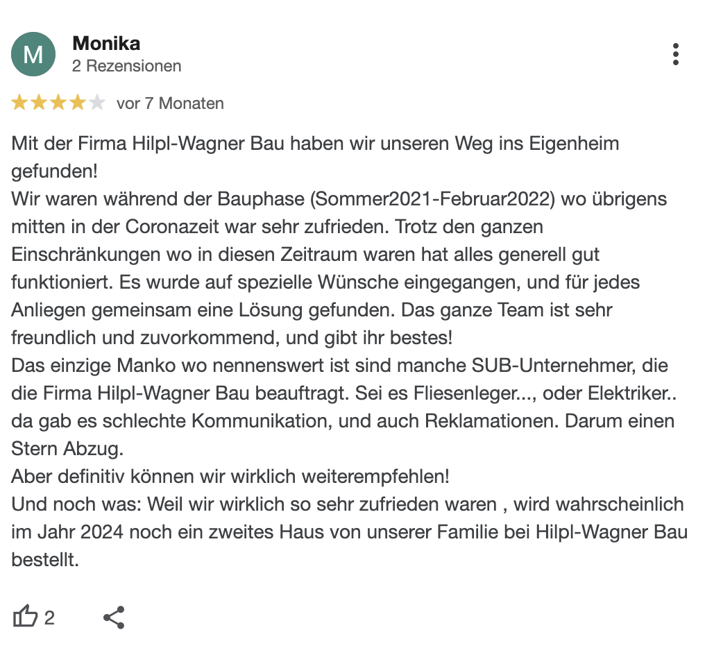 Google Bewertungen-Hilpl-Wagner Bau-Sylvia Wagner GmbH